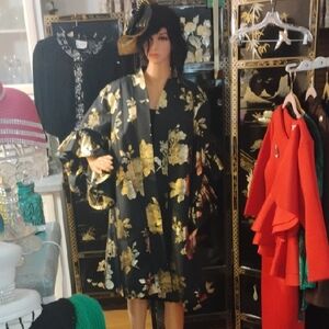 Floral Kimono Dress with Ruffled Sleeves